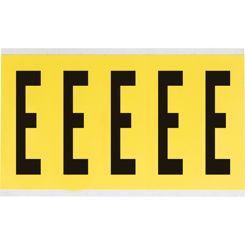Repositionable Individual Number and Letter Labels, E, 4" H, Black on Yellow