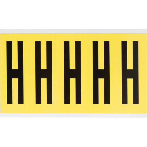 Repositionable Individual Number and Letter Labels, H, 4" H, Black on Yellow