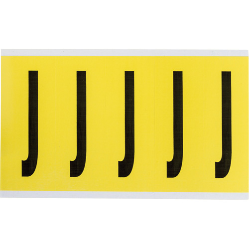 Repositionable Individual Number and Letter Labels, J, 4" H, Black on Yellow