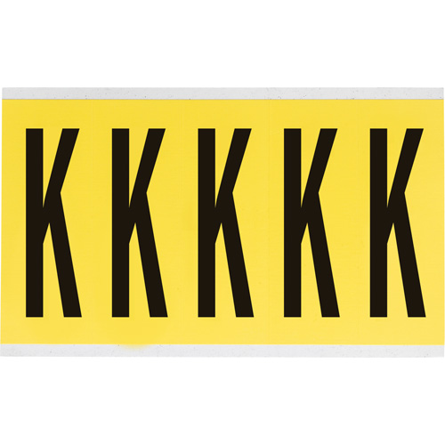 Repositionable Individual Number and Letter Labels, K, 4" H, Black on Yellow