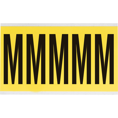 Repositionable Individual Number & Letter Labels, M, 4" H, Black on Yellow