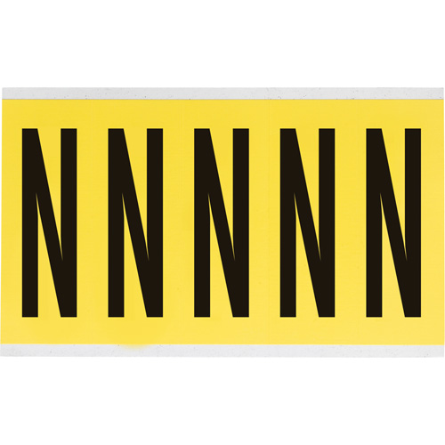 Repositionable Individual Number & Letter Labels, N, 4" H, Black on Yellow