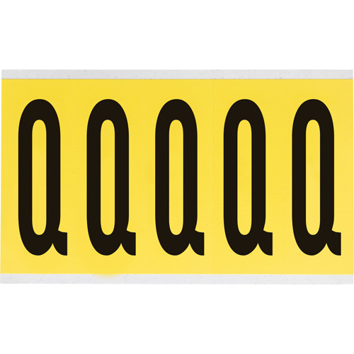 Repositionable Individual Number & Letter Labels, Q, 4" H, Black on Yellow