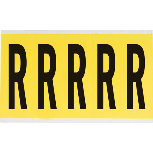 Repositionable Individual Number & Letter Labels, R, 4" H, Black on Yellow