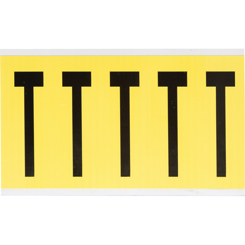 Repositionable Individual Number & Letter Labels, T, 4" H, Black on Yellow