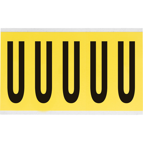 Repositionable Individual Number & Letter Labels, U, 4" H, Black on Yellow