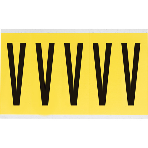 Repositionable Individual Number & Letter Labels, V, 4" H, Black on Yellow
