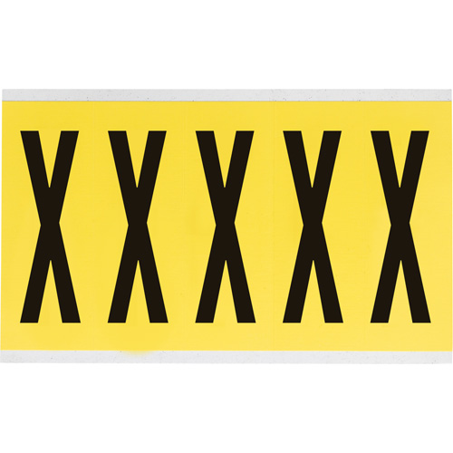 Repositionable Individual Number & Letter Labels, X, 4" H, Black on Yellow