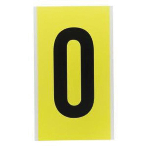 Repositionable Individual Number and Letter Labels, 0, 6" H, Black on Yellow
