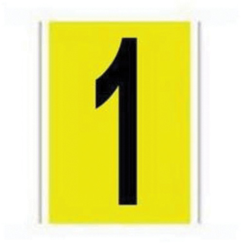 Repositionable Individual Number and Letter Labels, 1, 6" H, Black on Yellow