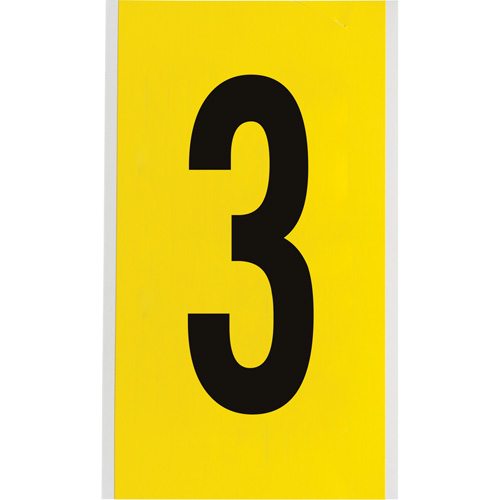 Repositionable Individual Number and Letter Label, 3, 6" H, Black on Yellow