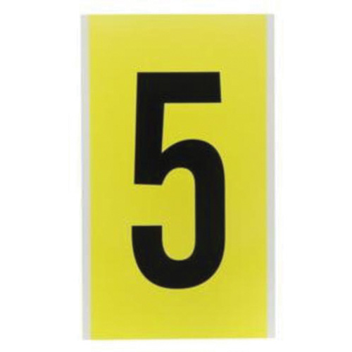 Repositionable Individual Number and Letter Label, 5, 6" H, Black on Yellow