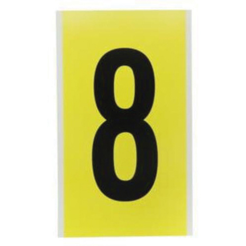 Repositionable Individual Number and Letter Label, 8, 6" H, Black on Yellow