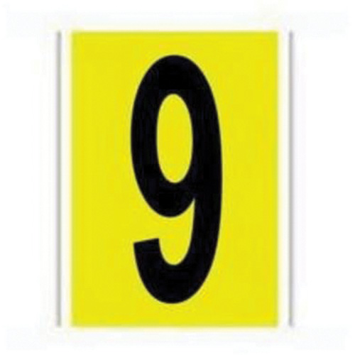 Repositionable Individual Number and Letter Label, 9, 6" H, Black on Yellow