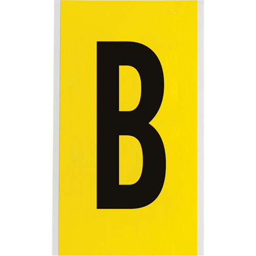 Repositionable Individual Number and Letter Label, B, 6" H, Black on Yellow