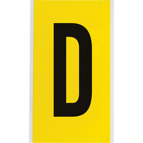 Repositionable Individual Number and Letter Label, D, 6" H, Black on Yellow