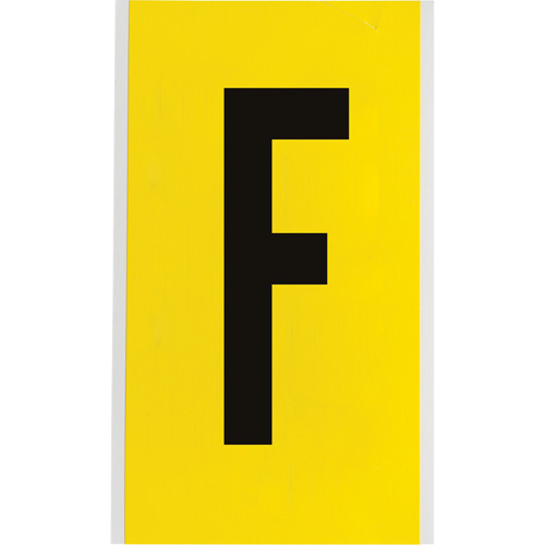 Repositionable Individual Number and Letter Label, F, 6" H, Black on Yellow