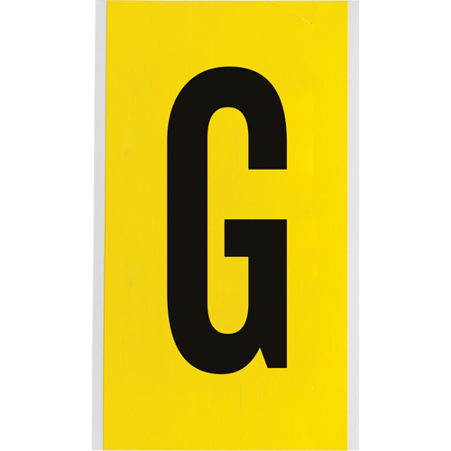 Repositionable Individual Number and Letter Label, G, 6" H, Black on Yellow