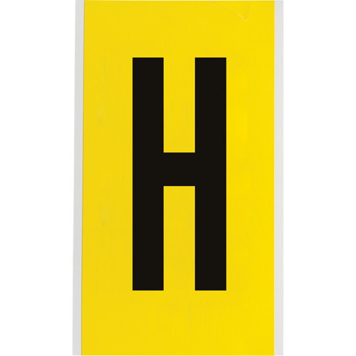 Repositionable Individual Number and Letter Label, H, 6" H, Black on Yellow