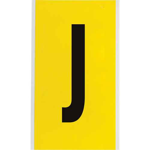 Repositionable Individual Number and Letter Label, J, 6" H, Black on Yellow