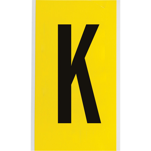 Repositionable Individual Number and Letter Label, K, 6" H, Black on Yellow
