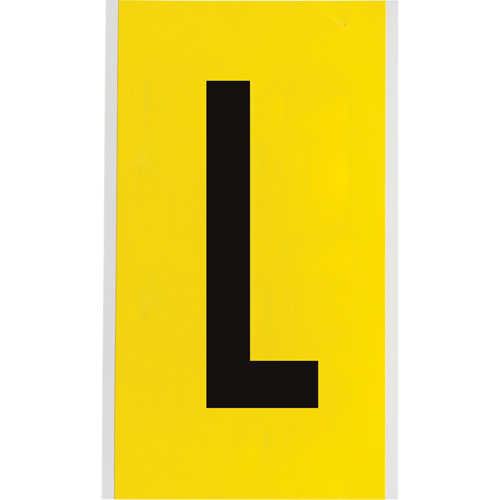 Repositionable Individual Number and Letter Label, L, 6" H, Black on Yellow