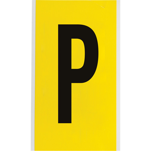 Repositionable Individual Number & Letter Label, P, 6" H, Black on Yellow