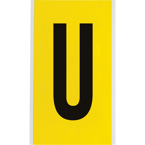 Repositionable Individual Number & Letter Labels, U, 6" H, Black on Yellow