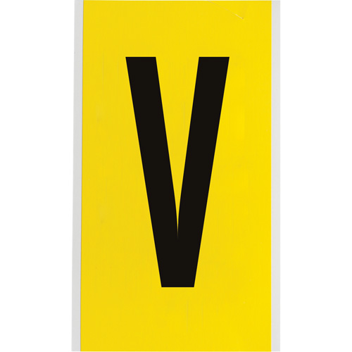 Repositionable Individual Number & Letter Label, V, 6" H, Black on Yellow