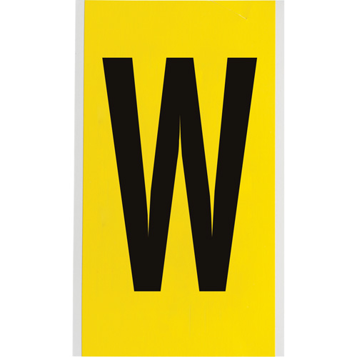 Repositionable Individual Number & Letter Label, W, 6" H, Black on Yellow