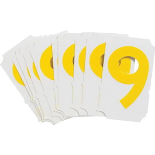 Quick-Align® Individual Gothic Number and Letter Labels, 9, 2" H, Yellow