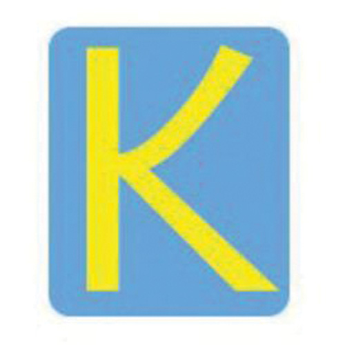 Quick-Align®Individual Gothic Number and Letter Labels, K, 2" H, Yellow