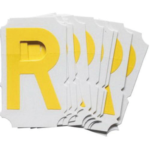 Quick-Align® Individual Gothic Number & Letter Labels, R, 2" H, Yellow