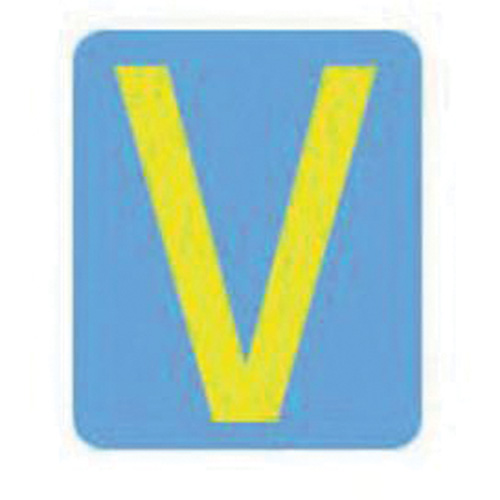 Quick-Align® Individual Gothic Number & Letter Labels, V, 2" H, Yellow