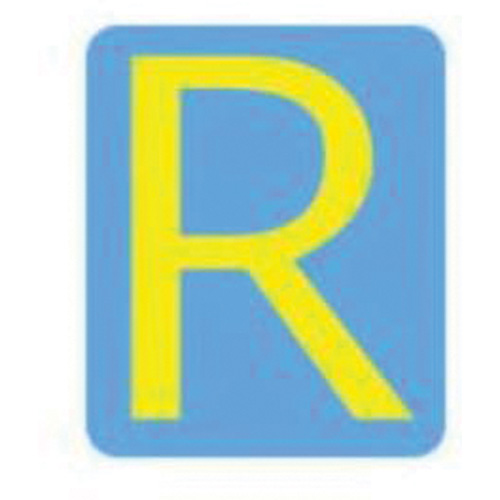 Quick-Align® Individual Gothic Number & Letter Labels, R, 3" H, Yellow