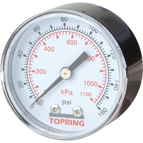 Mini Regulators - Replacement Gauge, 2" , 0 - 160 psi, Back Mount, Analogue