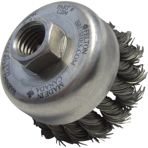 Knotted Wire Wheel Cup Brushes, 2-3/4" Dia. x 5/8"-11 Arbor