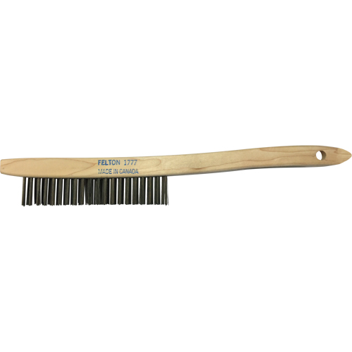 Curved-Handle Scratch Brushes, Steel, 3 x 19 Wire Rows, 14" Long