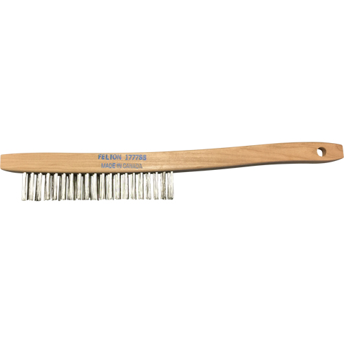Curved-Handle Scratch Brushes, Stainless Steel, 3 x 19 Wire Rows, 14" Long
