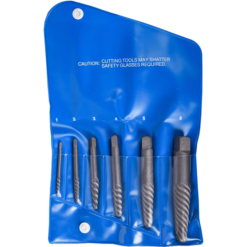 Screw Extractor Kits - #1 to #6, Chromium Steel, 6 Pieces