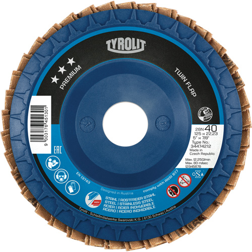 Twin Flap Disc, 4-1/2" x 7/8", Type 27, 40 Grit, Ceramic/Zirconia Alumina