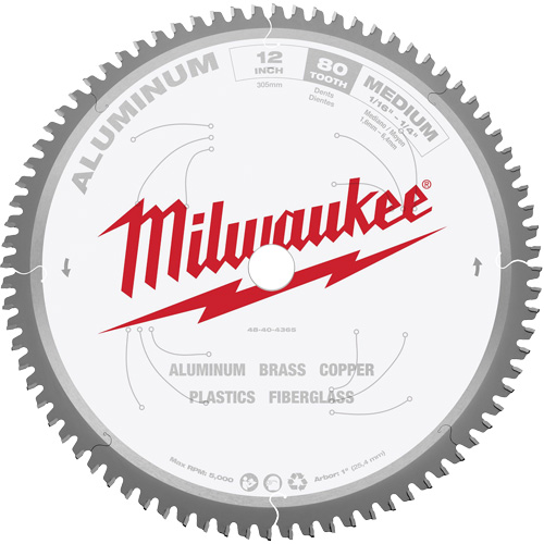Aluminum Cutting Circular Saw Blade, 12", 80 Teeth, Metal Use