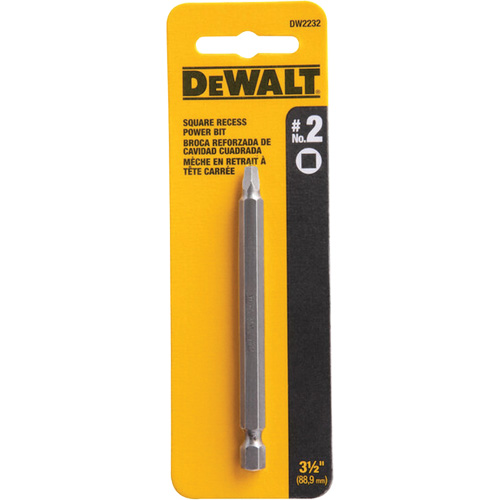 Power Bit, Square, #2 Tip, 3-1/2" Drive Size, 3-3/5" Length