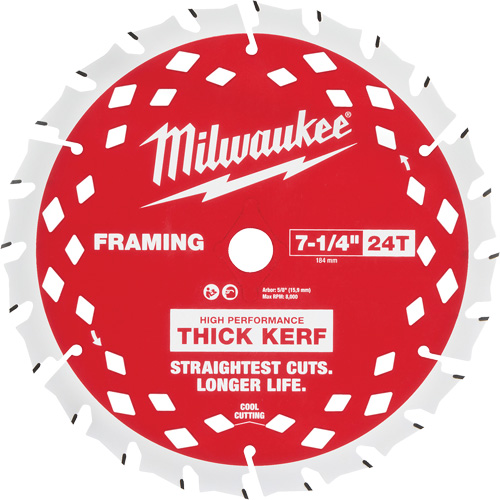 Thick Kerf Framing Circular Saw Blade, 7-1/4", 24 Teeth, Wood Use