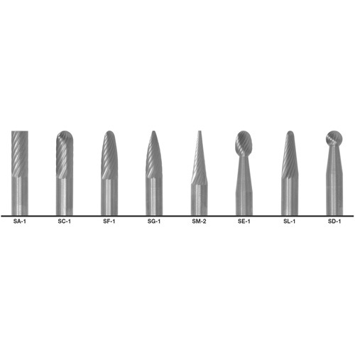 1855 Double Cut Carbide Burr Set, 8 Pieces