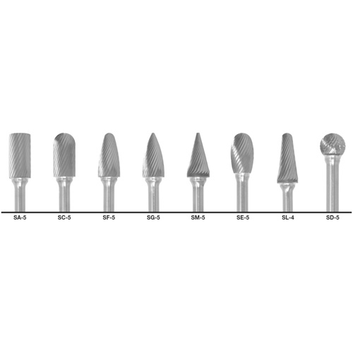 1855 Double Cut Carbide Burr Set, 8 Pieces