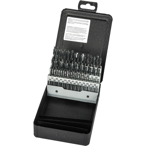 Stub Length Drill Bit Set, 60 Pieces, High Speed Steel