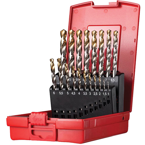 Jobber Length Drill Set, 19 Pieces, High Speed Steel