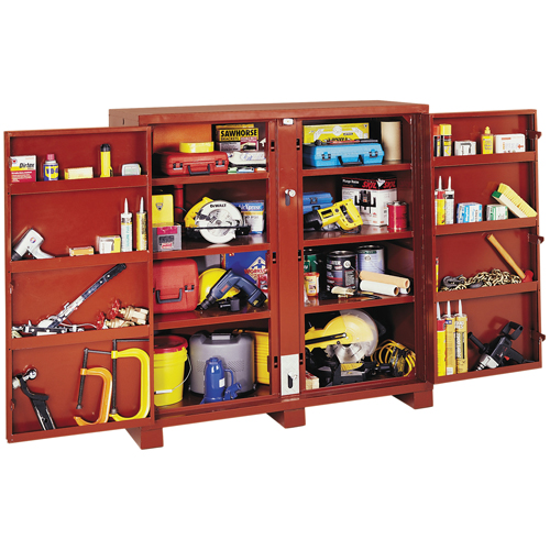 Jobsite Shelf Cabinet, Steel, 47.5 Cubic Feet, Red