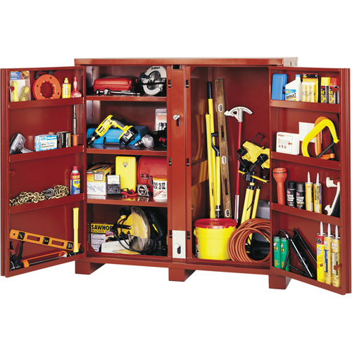 Jobsite Shelf Cabinet, Steel, 47.5 Cubic Feet, Red